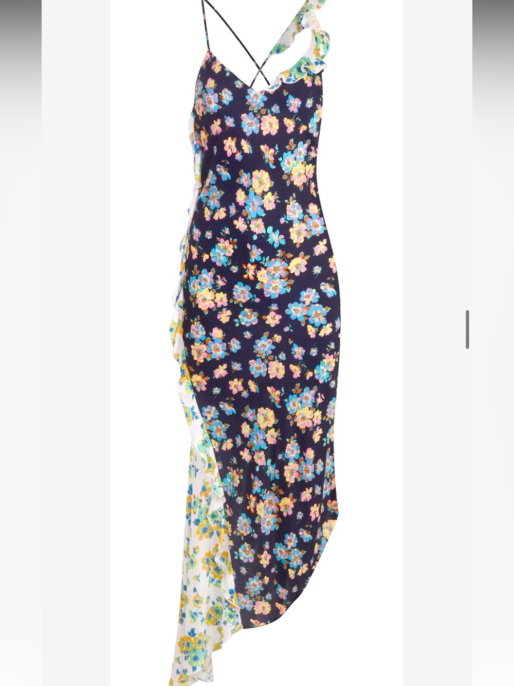 VINTAGE TOPSHOP Mixed Pansy Ruffle floral Slip Dress